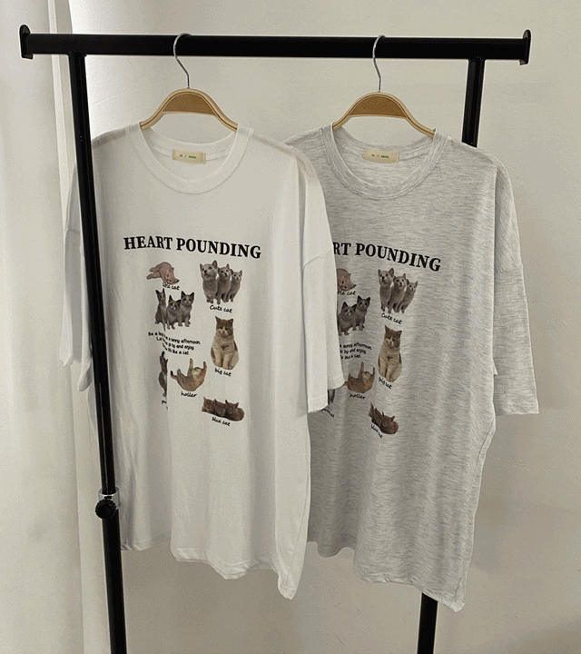 [루즈핏] 고양이 캣 디지털 프린팅 박시 반팔티셔츠 예쁜 옷은 모두 다 이버라킴